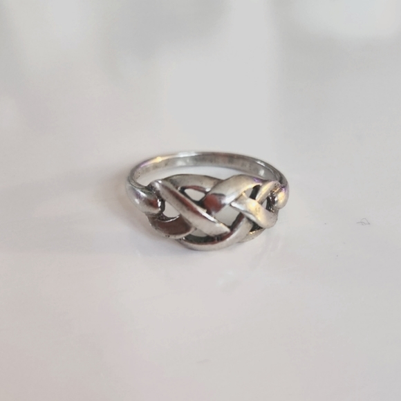 Woven Celtic Knot Vintage Handmade Silver Ring - Picture 4 of 12